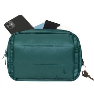 Lolë Unisex Faux Fur Lined Handwarmer Belt Bag 1.5L Pockets Key Clip Green NEW